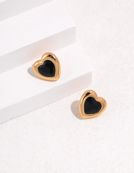 Black Agaet Love Earrings